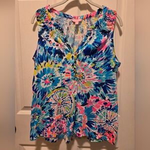Lilly Pulitzer Essie Sleeveless Top In Dive In Size Large